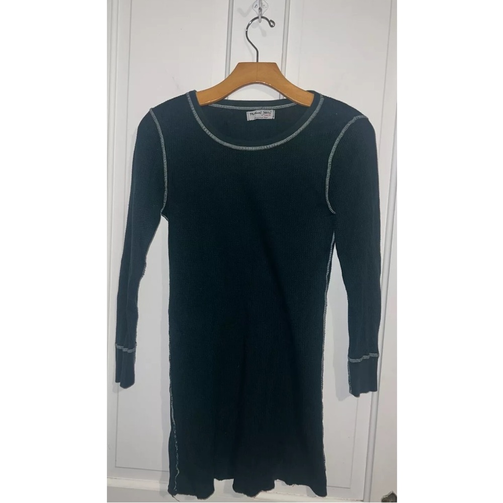 Michael Stars Anthropologie Waffle knit Thermal Top Teal Blue Green OneSize S M